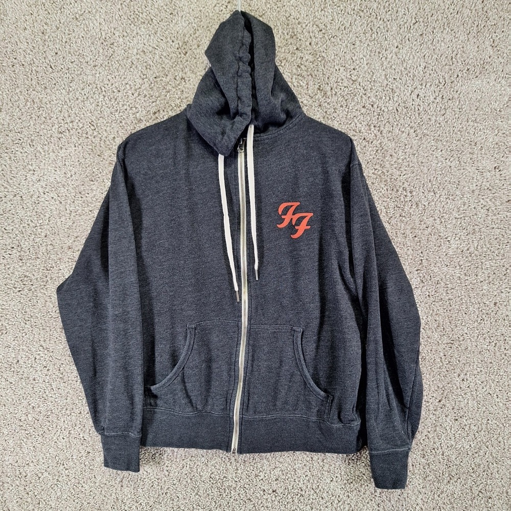 Independent Trading Company Hoodie Mens Grey Foo Fighters Skull Graphic Rock
